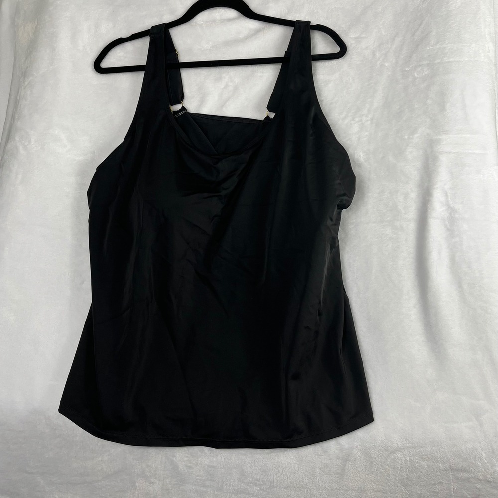 Kim‎ Gravel Swimsuits For All Tankini Top Women 22W Black Excellent Square Neck